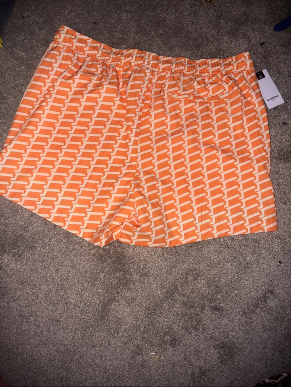 Goodfellow & Co Orange Geometric Swim Trunks with Drawstring - Picture 7 of 8